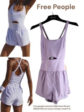Free people women's Righteous Runsie OB1227782 iris mauve romper small 4-6